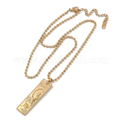 Colliers avec pendentifs rectangulaires en acier inoxydable 304 et zircone cubique transparente pour femmes et hommes&nbsp;NJEW-S435-01G-F
