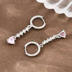 Boucles d'oreilles créoles pendantes en laiton serties de micro-pavés de zirconiums cubiques&nbsp;KK-CBA8324-07P-01