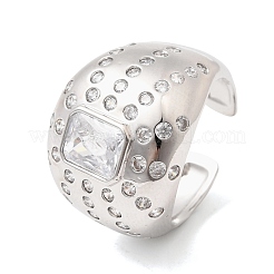 Bagues ouvertes en laiton avec micro pavé de zircones cubiques pour femmes&nbsp;RJEW-L343-03P-02