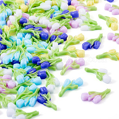 100 Stück 5 Farben leuchtende & zweifarbige Resin Decoden Cabochons&nbsp;RESI-TA0003-90