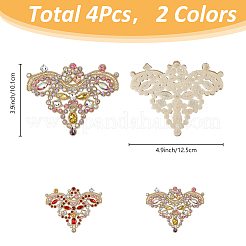 4 Stück 2 Farben Blumen-Strass-Applikationen aus Legierung&nbsp;DIY-FH0006-98