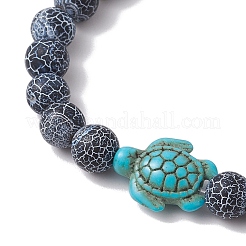 Braccialetti elastici con perline rotonde in agata naturale invecchiata e tinta&nbsp;BJEW-JB11074-02
