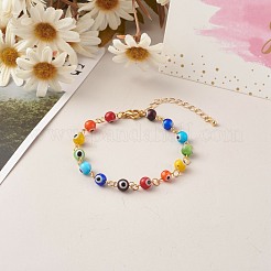 Handgemachte Armbänder mit bösem Blick und Bunte Malerei-Perlen&nbsp;BJEW-JB06381