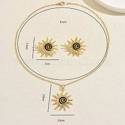 Ohrringe und Halsketten-Sets aus Edelstahl mit spiralförmiger Sonne für Damen&nbsp;VJ3176