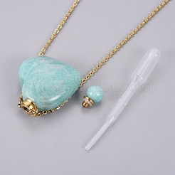 Collares pendientes de la botella de perfume abrible natural de amazonita&nbsp;G-K295-A04-G