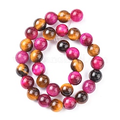 Natürliche rosa Tigerauge (gefärbt und erhitzt) und gelbe Tigerauge (gefärbt und erhitzt) Perlenstränge&nbsp;G-G101-6mm-1