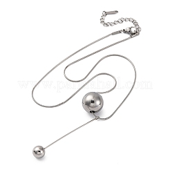 Colliers à chaîne serpent avec pendentif boule ronde en acier inoxydable 304&nbsp;NJEW-U028-03P