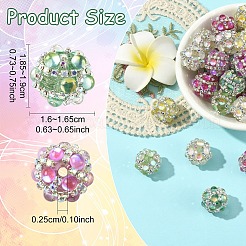 12 pièce de perles rondes incrustées d'acrylique scintillant de 6 couleurs&nbsp;CLAY-YW0002-65