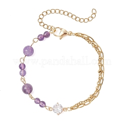 Braccialetti con maglie di perline rotonde di pietre preziose naturali&nbsp;BJEW-JB13488