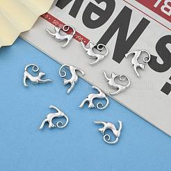 Ciondoli a forma di gattino in lega di stile tibetano&nbsp;X-TIBEP-A22092-AS-LF