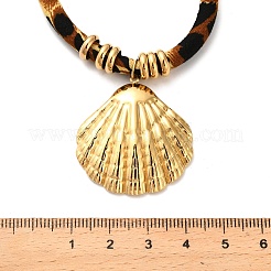 304 Edelstahlanhänger mit Leopardenmuster und Flanellkordel&nbsp;NJEW-K289-01C-G