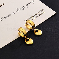 Elegantes pendientes de aro con forma de corazón de acero inoxidable&nbsp;IX4549