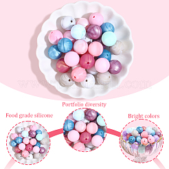 120 pz 12 colori perline focali rotonde in silicone&nbsp;SIL-PA0001-42