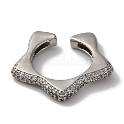 Anillos de puño abiertos con circonita cúbica y estrella de latón chapado en rack para mujer&nbsp;RJEW-S242-02P-C