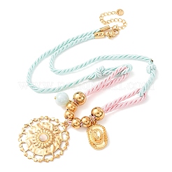 Colliers avec pendentif en forme de chapeau de cowboy en acier inoxydable 304 et cordon en polyester&nbsp;NJEW-C105-02G
