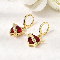 Orecchini a cerchio in ottone e vetro a forma di cuore&nbsp;EJEW-P333-09A-G