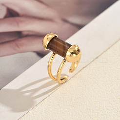 Anillos abiertos de latón con ágata natural para mujer.&nbsp;XT6545