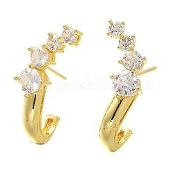 Latón micro pave aretes de circonita cúbica transparente&nbsp;EJEW-C126-09G