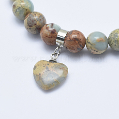 Bracciali di fascino naturale aqua jasper stretch&nbsp;BJEW-E322-01B