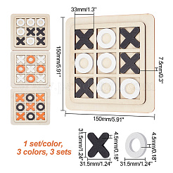 3 Satz Tic Tac Toe-Brettspiel aus Holz in 3 Farben&nbsp;AJEW-NB0005-35