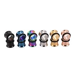 12 Stück 6 Farben 316 chirurgischer Edelstahl Schraube Ohr Messgeräte Flesh Tunnel Stecker&nbsp;STAS-YW0001-16A