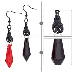 2 paire de boucles d'oreilles pendantes en forme de crâne en verre bicolore avec balle&nbsp;EJEW-AN0002-54