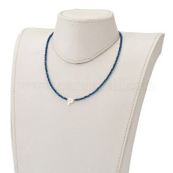 Colliers pendentif lettre coquillage naturel&nbsp;NJEW-JN03304-02