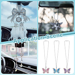 3 colgante decorativo de vidrio de aleación de mariposa.&nbsp;HJEW-PH02100