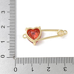 Messing Zirkonia Herz Sicherheitsnadel Verbindungsstück Charms&nbsp;KK-Q031-45G-02