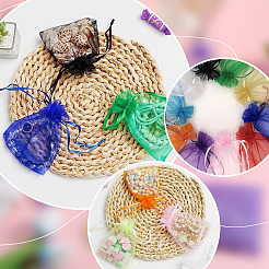 100 stücke 10 farben organzabeutel schmuck aufbewahrungsbeutel hochzeitsbevorzugung party mesh kordelzug geschenk&nbsp;OP-SP0001-02