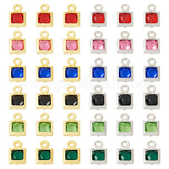 72 Stück 12 Stile Rack-Plating Messing Glas Charms&nbsp;KK-TA0001-78