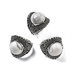 Anneaux ajustables en howlite naturelle&nbsp;RJEW-I108-03AS-10