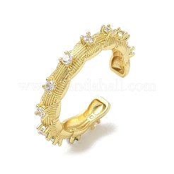 Messing Micro Pave Zirkonia Manschette offene Ringe&nbsp;RJEW-C163-12G