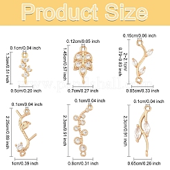 5 pz connettori in ottone micro pavé di zirconi cubici&nbsp;KK-YW0003-30