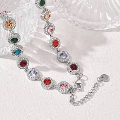 Collane da donna a catena piatta tonda interamente tempestata di strass in acciaio inossidabile 304&nbsp;SA-CBABBEA-02P-02