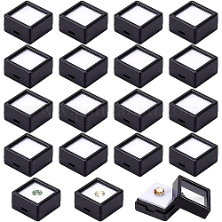 Benecreat 36 Stück schwarze Edelstein-Displaybox, Kunststoff, transparent, blanke Steinbox, schwarze quadratische Schmuckschatulle, 1.16x1.16x0.65 geeignet für Edelsteine, Schmuck, Kristall-Diamant-Accessoires-Display