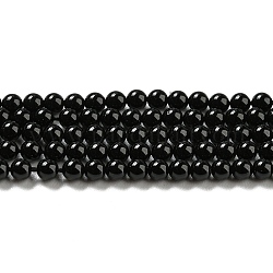Natürliche schwarze Onyxperlenstränge, Klasse A, gefärbt und erhitzt, Runde, 2 mm, Bohrung: 0.2 mm, ca. 170 Stk. / Strang, 15.67'' (39.8 cm)
