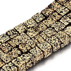 Fili di perle di roccia lavica naturale elettrodeposta, accidentato, cubo, antico dorato placcato, 8x8x8mm, Foro: 1.2 mm, circa 48~49pcs/filo, 15.35 pollice (39 cm)