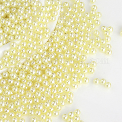 Perline acrilico perla imitato, Senza Buco, tondo, cachi chiaro, 1.5~2mm, circa 10000pcs/scatola