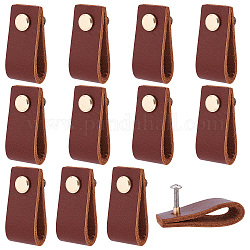 Poignées de tiroir en cuir rectangulaires, avec vis en fer, brun coco, 20x100x2mm