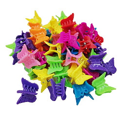 Kids Hair Accessories, Plastic Claw Hair Clips, Butterfly, Mixed Color, 17~18x18~19x21~22mm