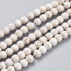 Perles de magnesite synthetiques, ronde, 6mm, Trou: 0.8mm, Environ 74~76 pcs/chapelet, 16 pouce