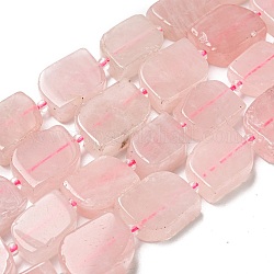 Fili di perline quarzo roso  naturale , con perline semi, rettangolo di sfaccettato, 13~17x12~13x5~7mm, Foro: 1.2 mm, circa 20~22pcs/filo, 15.24~15.28 pollice (38.7~38.8 cm)