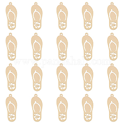 Dicosmetic 20 pz ciondoli per pantofole pantofola con pendenti a fiori ciondoli infradito placcati in oro piccoli ciondoli piatti in metallo ciondoli per scarpe in ottone per la creazione di gioielli artigianato fai da te, Foro: 1 mm