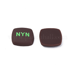 Cabujones de esmalte acrílico, cuadrado con la palabra nyn, coco marrón, 21x21x5mm
