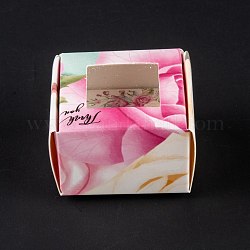 Rechteckige faltbare kreative Geschenkbox aus Kraftpapier, Schmuckschatullen, mit quadratischem klarem Fenster, Blumenmuster, 4.3x4.3x2.7 cm