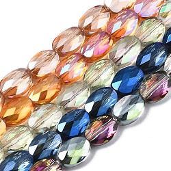 Electroplate Glass Beads Strands, Oval, Mixed Color, 8.5x6x4mm, Hole: 1mm, about 71~72pcs/strand, 23.23 inch~24.01 inch(59~61cm)