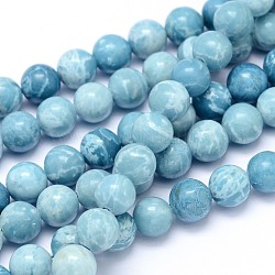 Chapelets de perles en pierre gemme naturelle, imitation de larimar, teinte, ronde, 8mm, Trou: 1mm, Environ 47 pcs/chapelet, 15 pouce