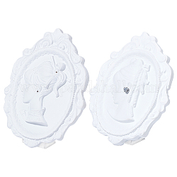 Fingerinspire 2 ensembles 2 style résine boucle d'oreille bijoux camée présentoir, avec support en plastique, blanc, 13.8~14.2x10.6~11x1.3~1.5 cm, Trou: 2~3mm, 1 ensemble/style