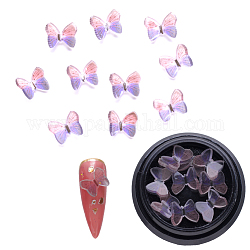 Resin Cabochons, Nail Art Decoration Accessories, 3D Butterfly, Medium Purple, 8.5x10.5x3.5mm, about 10pcs/box